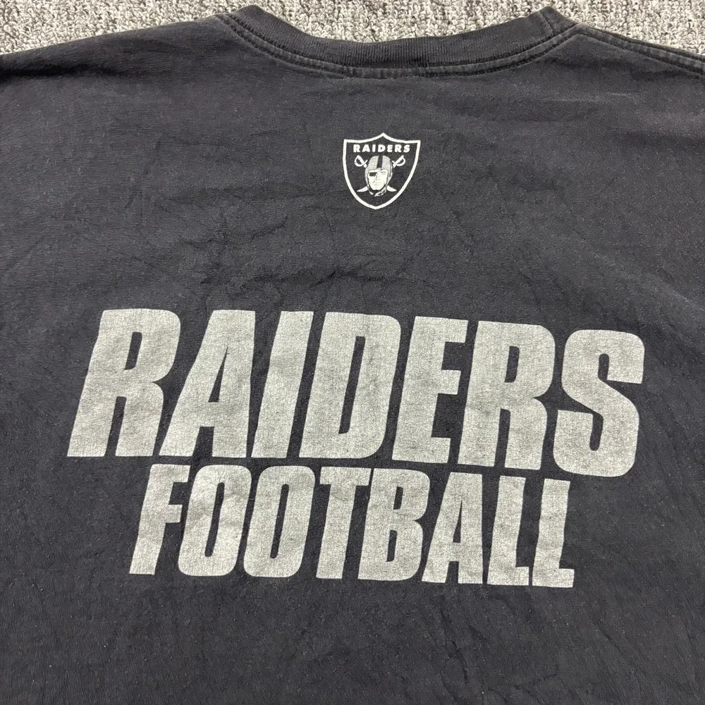 Vintage 90s Nike Team Oakland Raiders NFL T-Shirt Faded Black Made in USA Large